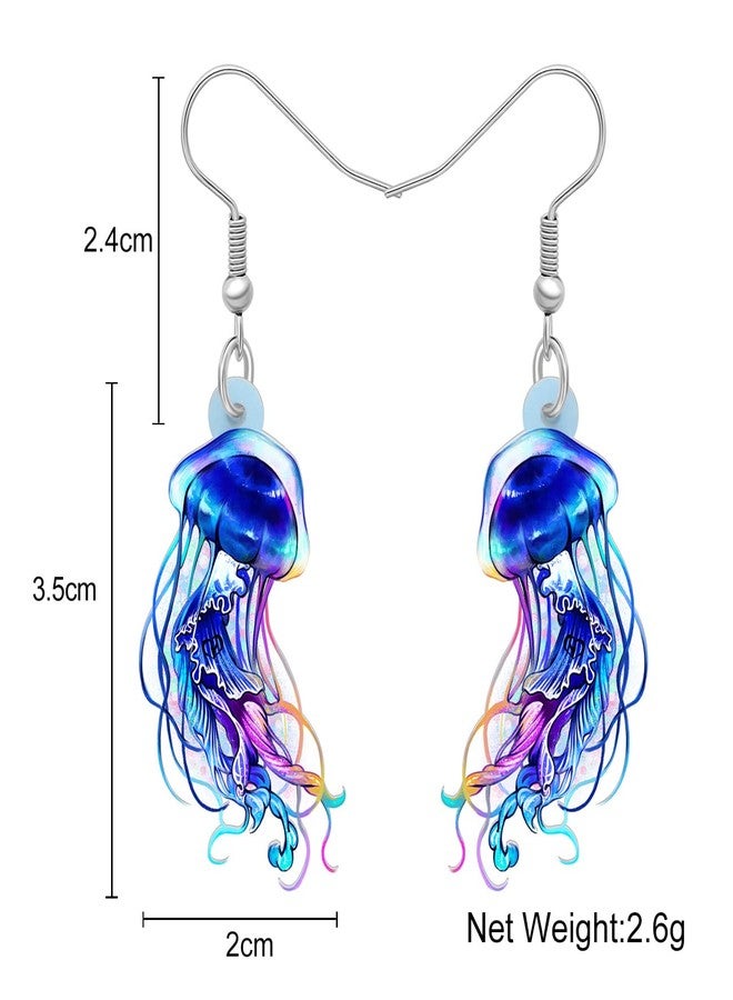 BONSNY Cute Acrylic Blue Ocean Shine Jellyfish Earrings Sea Animals Dangle Gifts for Women Jewelry Accessories (Navy) - Image 5