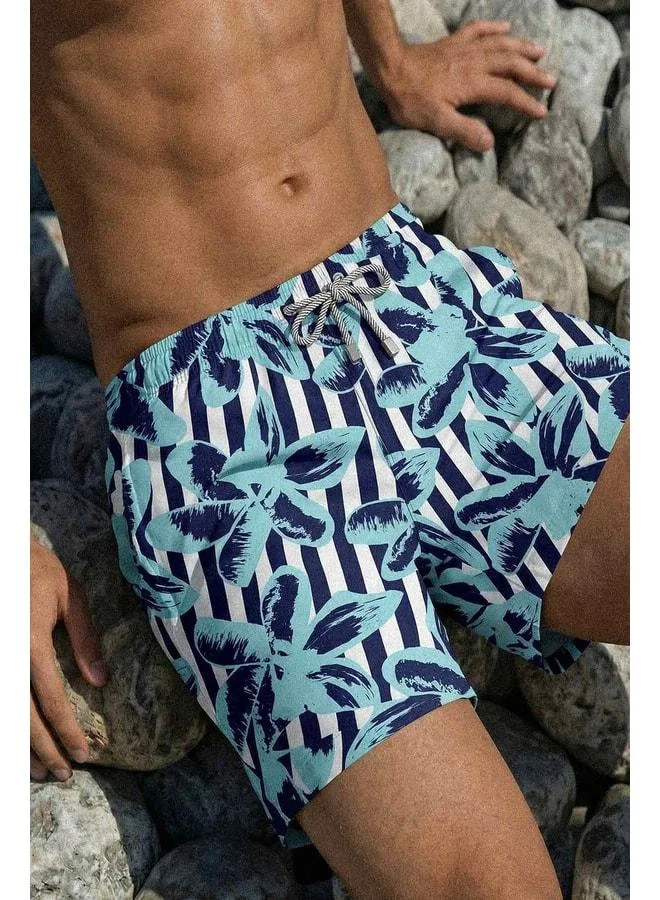 Aytuğ Blue Men's Corn-Patterned Swim Shorts