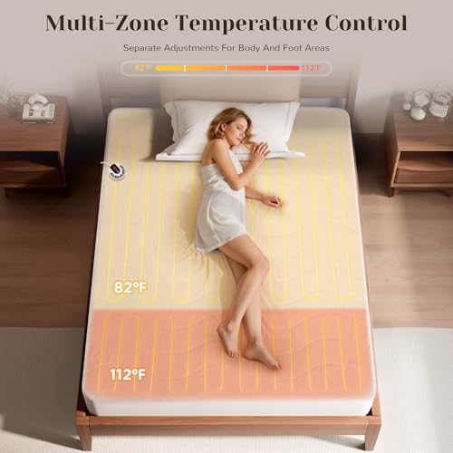 GOTCOZY Multi-Zone Heated Mattress Pad Twin Size - Electric Mattress Pad Fit up to 15" with 10 Heat Setting & 12 Hour Auto Off, Independent Body & Feet Heating, Machine Washable（Bleach） - Image 2