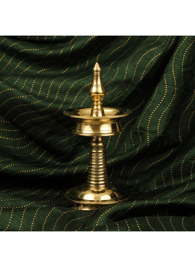 Spillbox Traditional Brass Kerala Kuthu villaku Diya for Puja | Pooja Aarti | Arti Deepak Deepam Oil Lamp for Home Temple Puja Articles Decor Gifts- Kerala Villakku (7 inch, 2) - Image 5