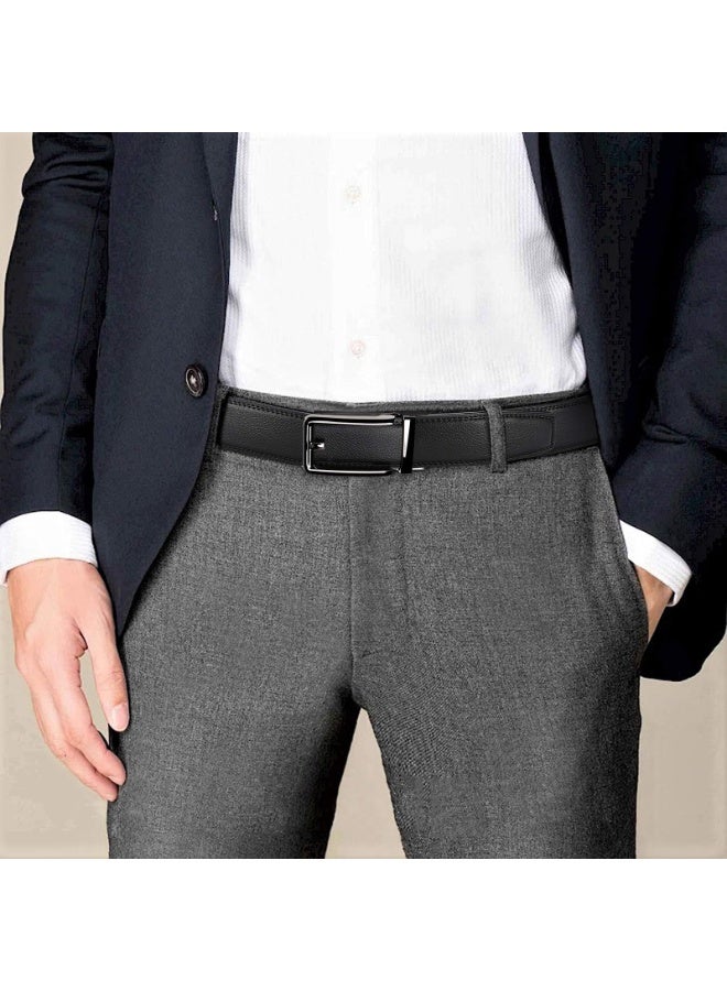 Men's Leather Ratchet Belt Set, Automatic Buckle, Black & Brown, 120 x 3 cm, 2-Pack - Image 3