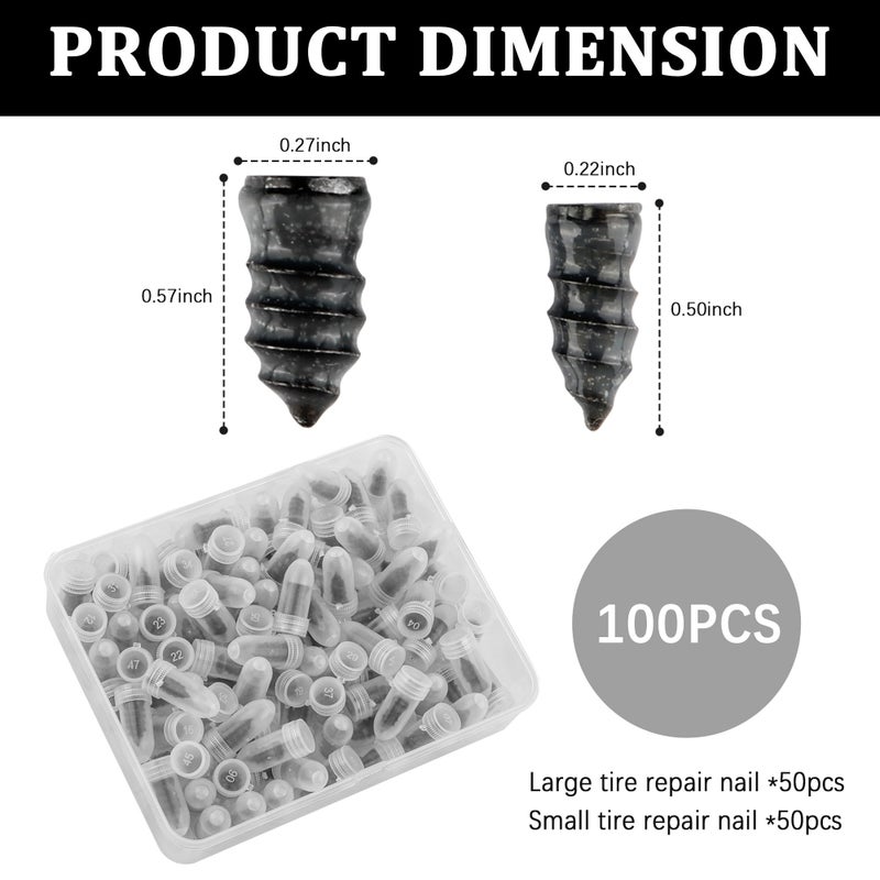 Salior 100PCS Tire Plug Kit with Screwdriver,Rubber Flat Tire Repair Kit for Fast Repair of Tire Punctures,Durable Car Tire Repair Kit Self-Service Repair Nails for Car Motorcycle Truck - Image 2