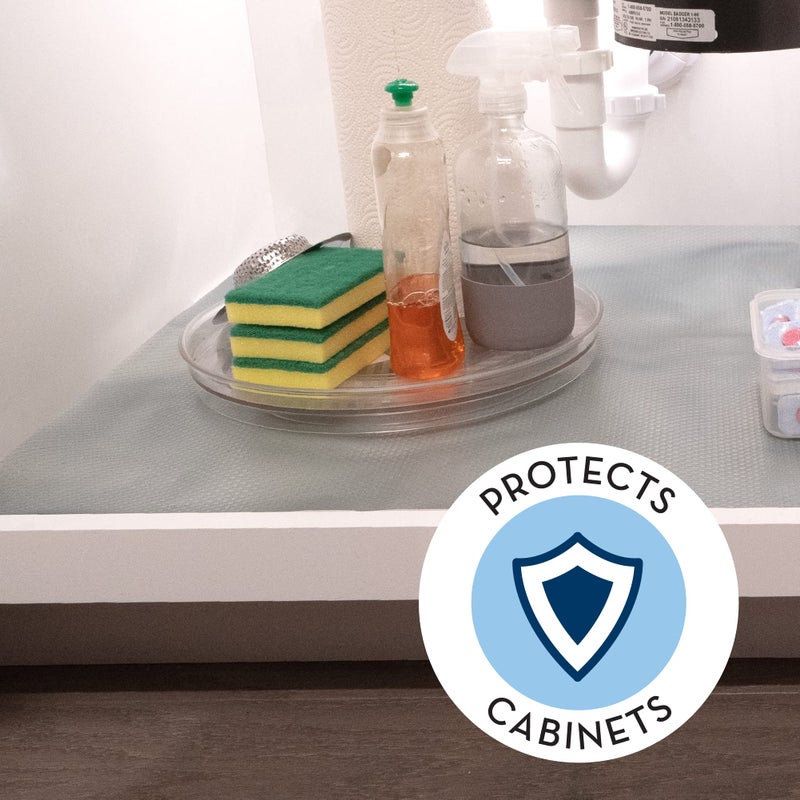 S&T INC. Under Sink Mat, Shelf Liner for Kitchen Cabinet Non-Adhesive, Waterproof Drawer or Cabinet Liner, 24 Inches x 48 Inches, Grey Plastic, 1 Pack - Image 2