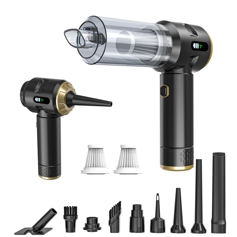Higoom Cordless Handheld Car Vacuum Cleaner,Rechargeable Portable Lightweight Dust Blower,22000PA Powerful Suction Mini Vacuum Cleaner for Deep Cleaning of Home,Car and Pet Hair(Black-Gold) - Image 1
