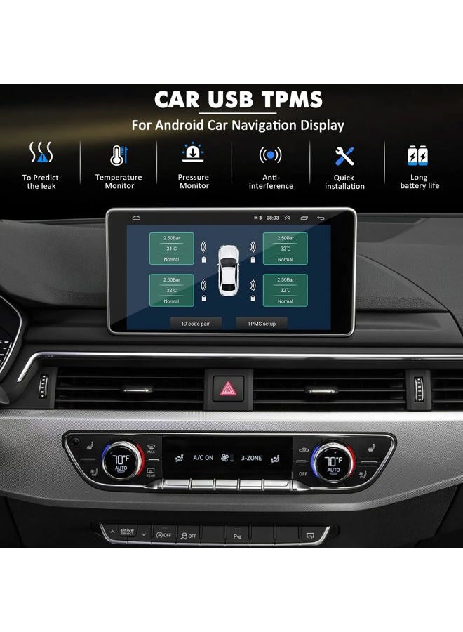 Avutrel Tire Pressure Monitoring System (TPMS) rv Accessories for RV/Trailer Real-Time Pressure & Temperature Display, 4 External Sensors, USB/Vehicle Charging, Voice Alerts for SUVs, Trucks, Campers - Image 3