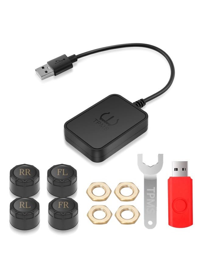 Avutrel Tire Pressure Monitoring System (TPMS) rv Accessories for RV/Trailer Real-Time Pressure & Temperature Display, 4 External Sensors, USB/Vehicle Charging, Voice Alerts for SUVs, Trucks, Campers - Image 1