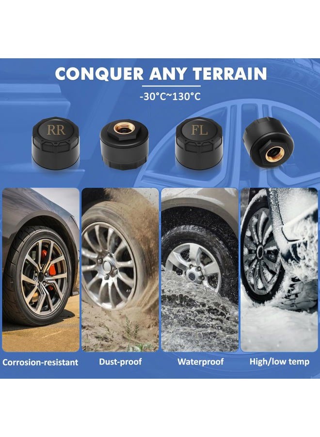 Avutrel Tire Pressure Monitoring System (TPMS) rv Accessories for RV/Trailer Real-Time Pressure & Temperature Display, 4 External Sensors, USB/Vehicle Charging, Voice Alerts for SUVs, Trucks, Campers - Image 4