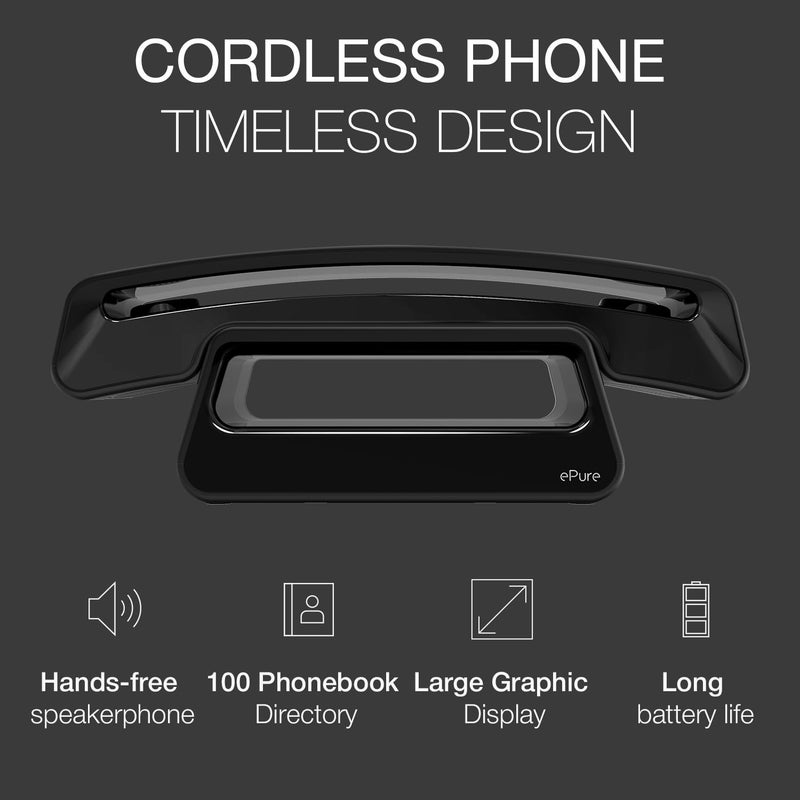ALCATEL ePure Iconic - DECT Cordless Phone - Classic Design - Large Highly Legible Graphic Display - Handsfree - Call Barring - Black - Image 2