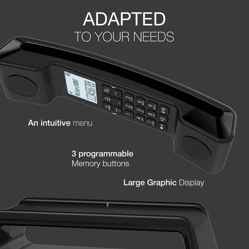 ALCATEL ePure Iconic - DECT Cordless Phone - Classic Design - Large Highly Legible Graphic Display - Handsfree - Call Barring - Black - Image 3