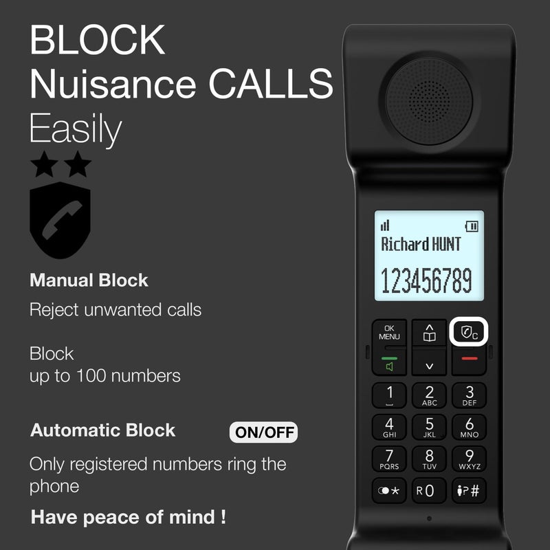 ALCATEL ePure Iconic - DECT Cordless Phone - Classic Design - Large Highly Legible Graphic Display - Handsfree - Call Barring - Black - Image 4