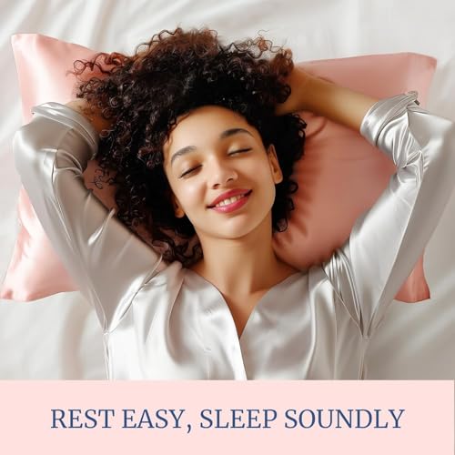 Go well Satin Silk Pillow Covers Pack of 2 for Hair and Skin-with Satin Scrunchies for Women Stylish|Satin Pillow Cover for Hair and Skin |scrunchies for Women 3-Piece|Silk Pillow case (Coral) 600TC - Image 5