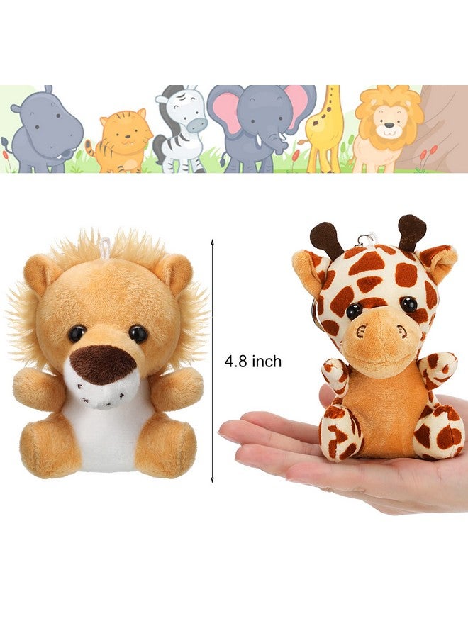Skylety 12 Pieces Mini Stuffed Animals 4.8 Inch Cute Safari Plush Toys Elephant Lion Giraffe Tiger Puppy Zebra Duck for Jungle Animal Themed Parties Teacher Student Award Prizes - Image 2