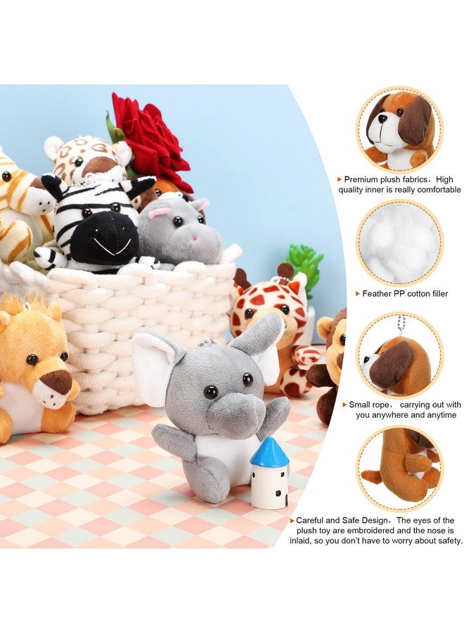 Skylety 12 Pieces Mini Stuffed Animals 4.8 Inch Cute Safari Plush Toys Elephant Lion Giraffe Tiger Puppy Zebra Duck for Jungle Animal Themed Parties Teacher Student Award Prizes - Image 3