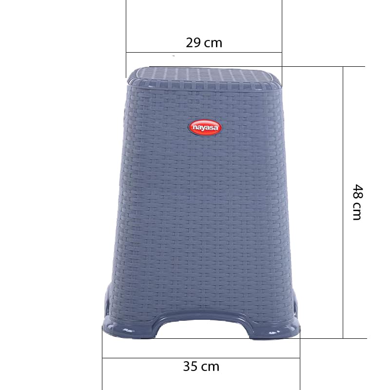 NAYASA Nayasa Cane Plastic Stool For Kitchen Home & Office | Patla For Seating (Big, Grey, 20 Cm)  - Image 3