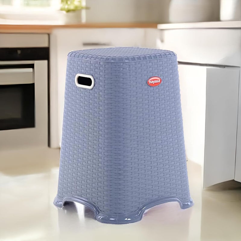 NAYASA Nayasa Cane Plastic Stool For Kitchen Home & Office | Patla For Seating (Big, Grey, 20 Cm)  - Image 2