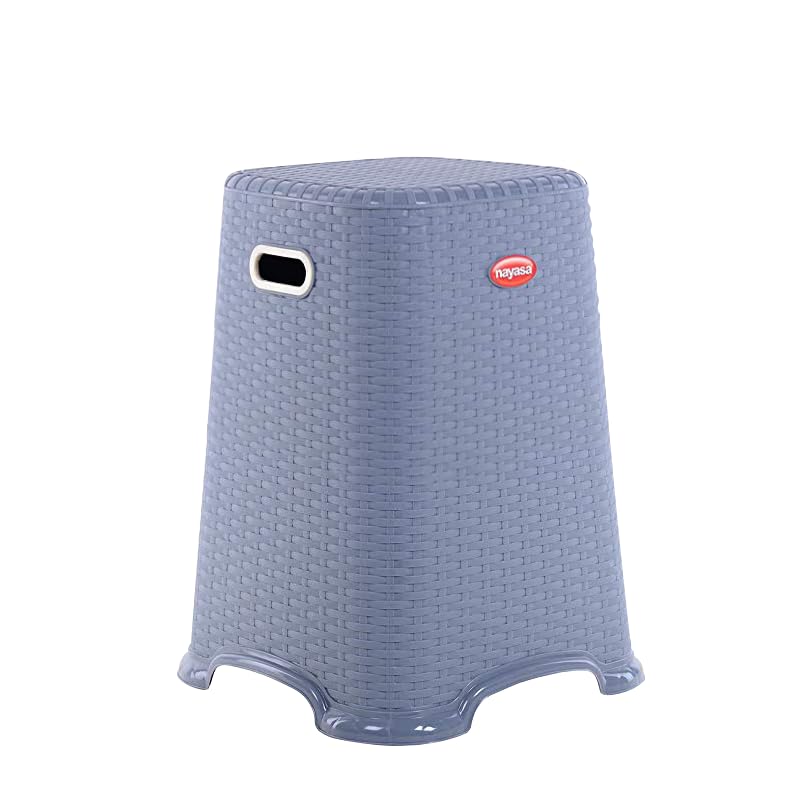 NAYASA Nayasa Cane Plastic Stool For Kitchen Home & Office | Patla For Seating (Big, Grey, 20 Cm)  - Image 1