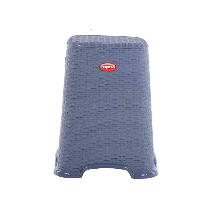NAYASA Nayasa Cane Plastic Stool For Kitchen Home & Office | Patla For Seating (Big, Grey, 20 Cm)  - Image 4