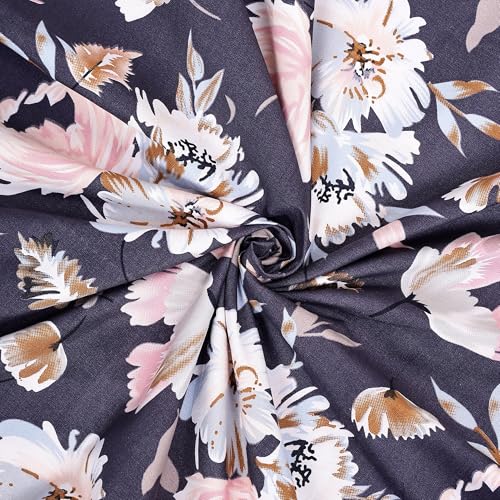 Skyla Double Bed Super King Size Bedsheet with 2 Pillow Covers|Bedsheet 108 x 108 Inch| 400 TC King Size Cotton Floral Bed Sheet Breathable|Super Soft Printed Bedsheet(Nightfall Bloom) - Image 5