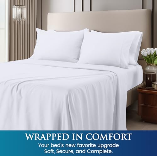 Utopia Bedding King Sheet Set - Brushed Microfiber - Soft Bed Sheets for King Size Bed - Includes 1 Fitted, 1 Flat, & 2 Pillow Cases - Deep Pocket (White) - Image 4