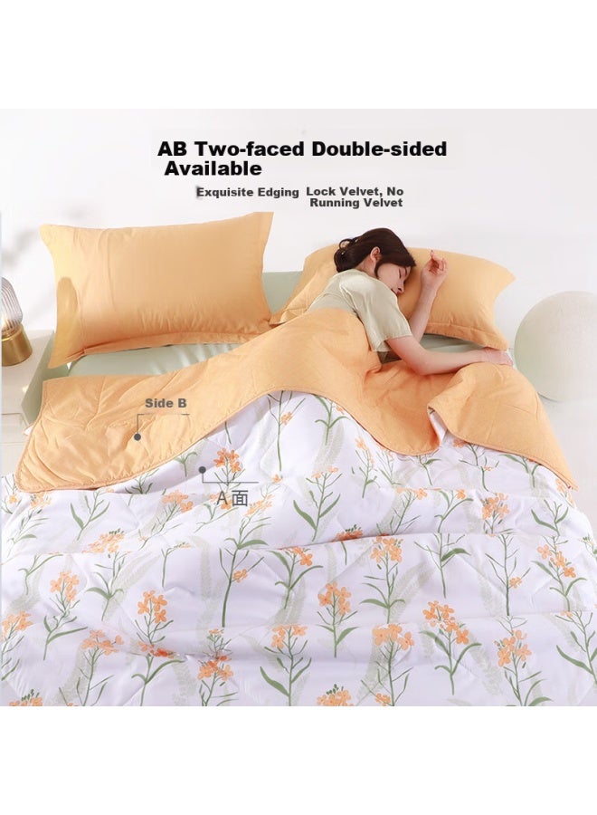 Fiber Summer Cool Quilt Air-Conditioned Quilt Summer Washable Double Quilt 2Kg 160*210Cm Flower Pattern