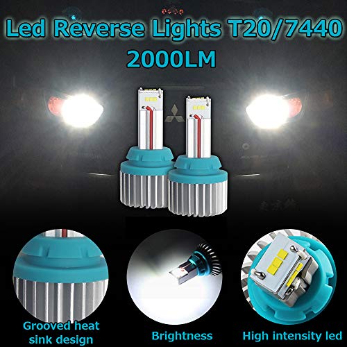 OPP ULITE 7440 Led Bulbs for Backup Reverse Lights 2400LM Extremely Bright CSP 9 SMD Plug and Play 6500K White 2pc T20 7443NA 7441 WY21W W21W 7443 Led bulb (T20/7440 Back-up) - Image 3