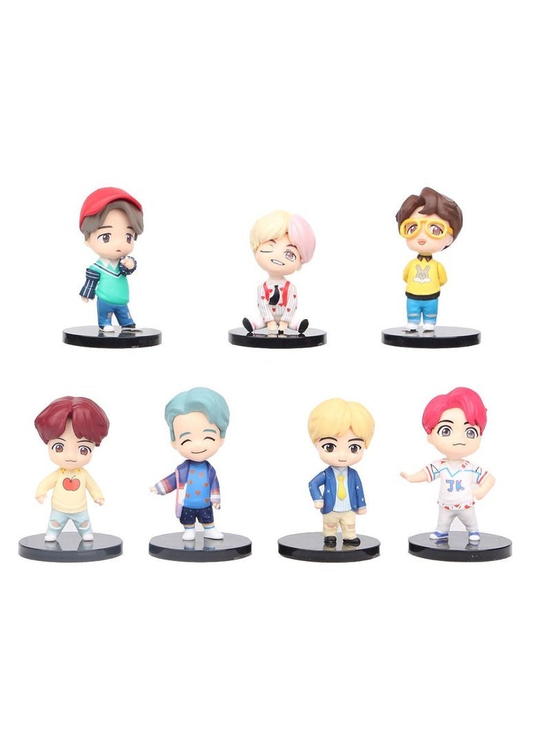 إسكدنيا 7-Piece BTS Bangton boys miniature statue series model desktop car ornaments - Image 1