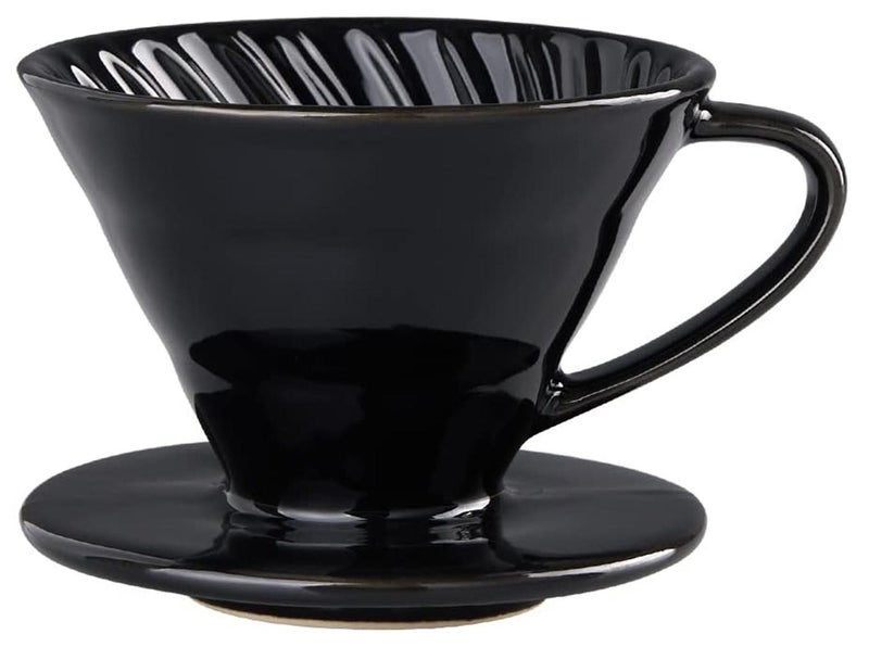 TDAO V60 Ceramic Dripper 1~4 Cup Made of High Fired Ceramic Material Pour Over Coffee Dripper/Coffee Maker, Ceramic Slow Brewing Accessories for Home, Cafe, Restaurants, Strong Flavor Brewer, Size 02 Black - Image 1