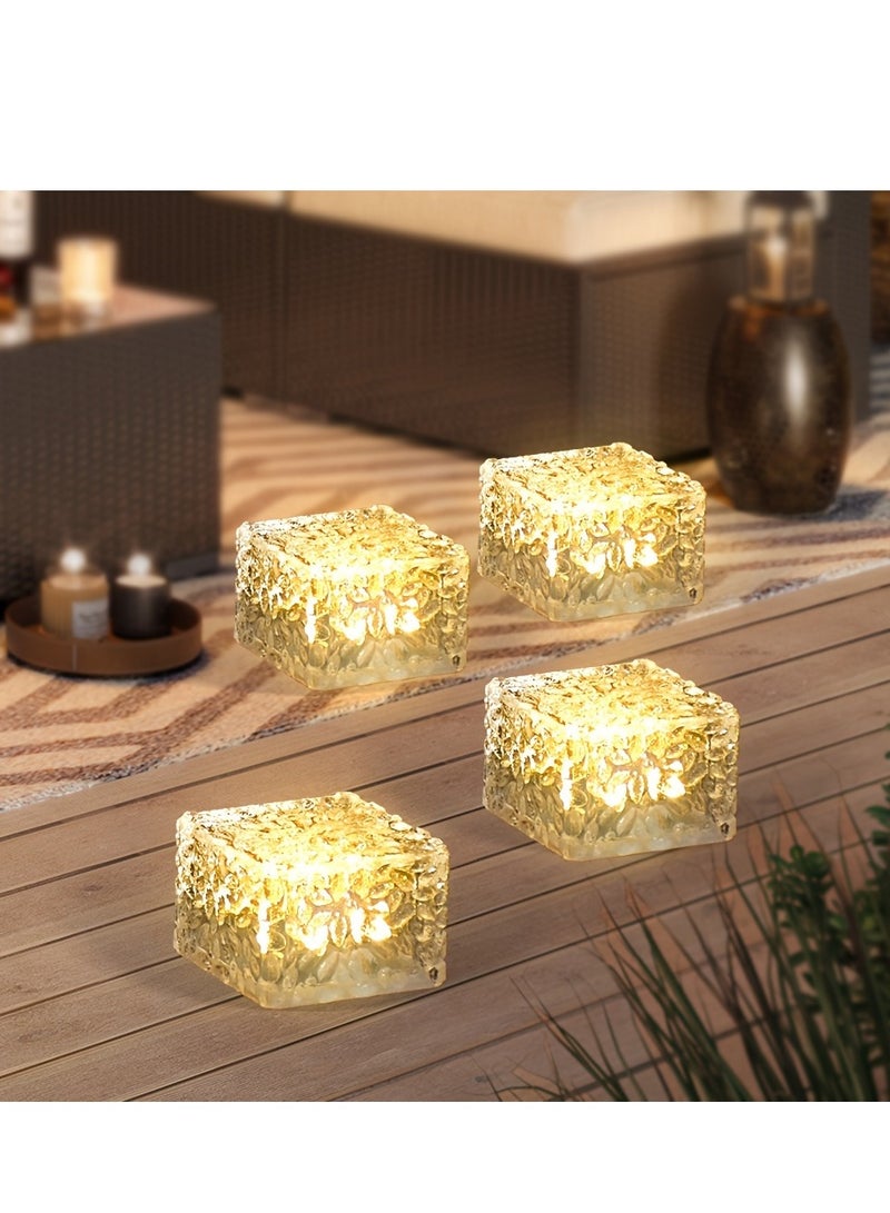 4 قطع من مصابيح الطوب الجليدي الشمسية - ديكور للحديقة، مصابيح أرضية LED مقاومة للماء - Image 5