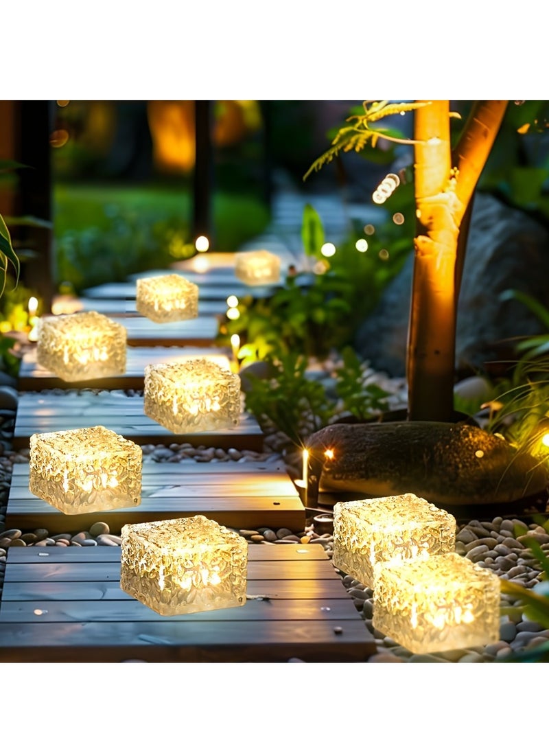 4 قطع من مصابيح الطوب الجليدي الشمسية - ديكور للحديقة، مصابيح أرضية LED مقاومة للماء - Image 4
