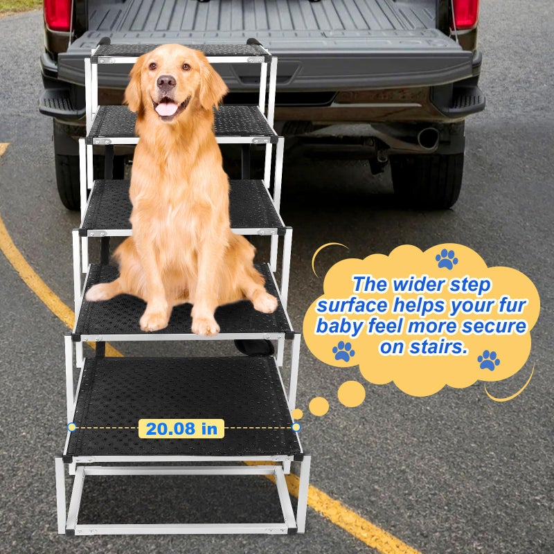 DeerGym Dog Stairs for Large Dogs - Extra-Wide 20-Inch Step 43-Inch 5-Step Extra Dog Steps Tall Designed for Oversized SUVs, Off-Road Vehicles, and Pickup Trucks - Image 5