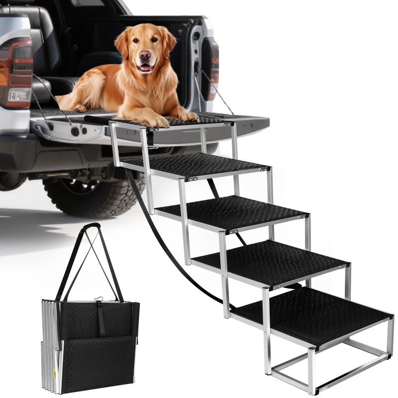 DeerGym Dog Stairs for Large Dogs - Extra-Wide 20-Inch Step 43-Inch 5-Step Extra Dog Steps Tall Designed for Oversized SUVs, Off-Road Vehicles, and Pickup Trucks - Image 1