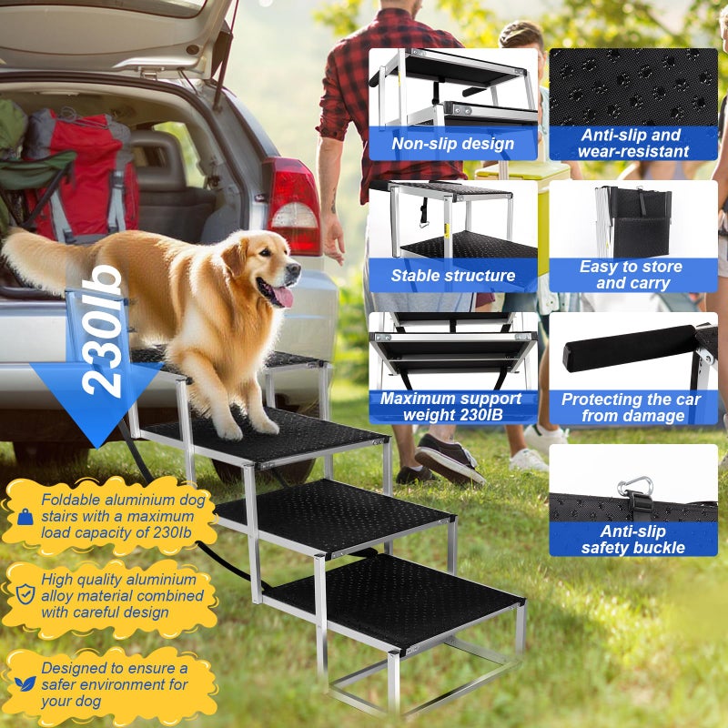 DeerGym Dog Stairs for Large Dogs - Extra-Wide 20-Inch Step 43-Inch 5-Step Extra Dog Steps Tall Designed for Oversized SUVs, Off-Road Vehicles, and Pickup Trucks - Image 2