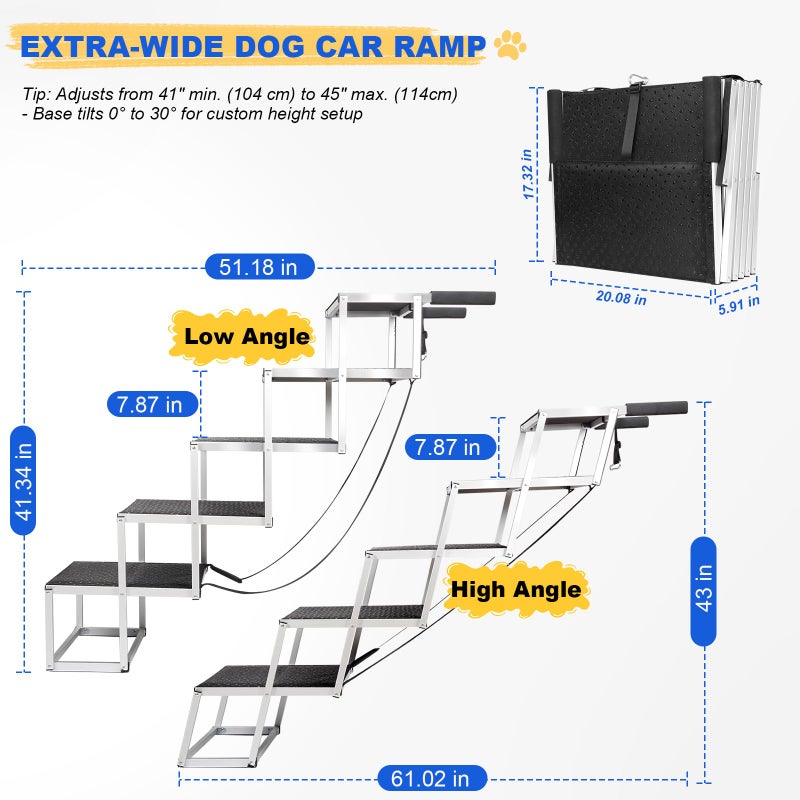DeerGym Dog Stairs for Large Dogs - Extra-Wide 20-Inch Step 43-Inch 5-Step Extra Dog Steps Tall Designed for Oversized SUVs, Off-Road Vehicles, and Pickup Trucks - Image 4