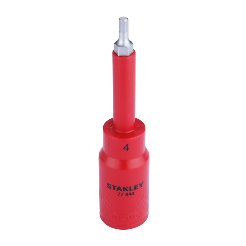 STANLEY STMT7784423B 12 VDE Insulated Hex Driver Socket 4x120mm Ideal For Repair Of Electric Vehicles Red - Image 1