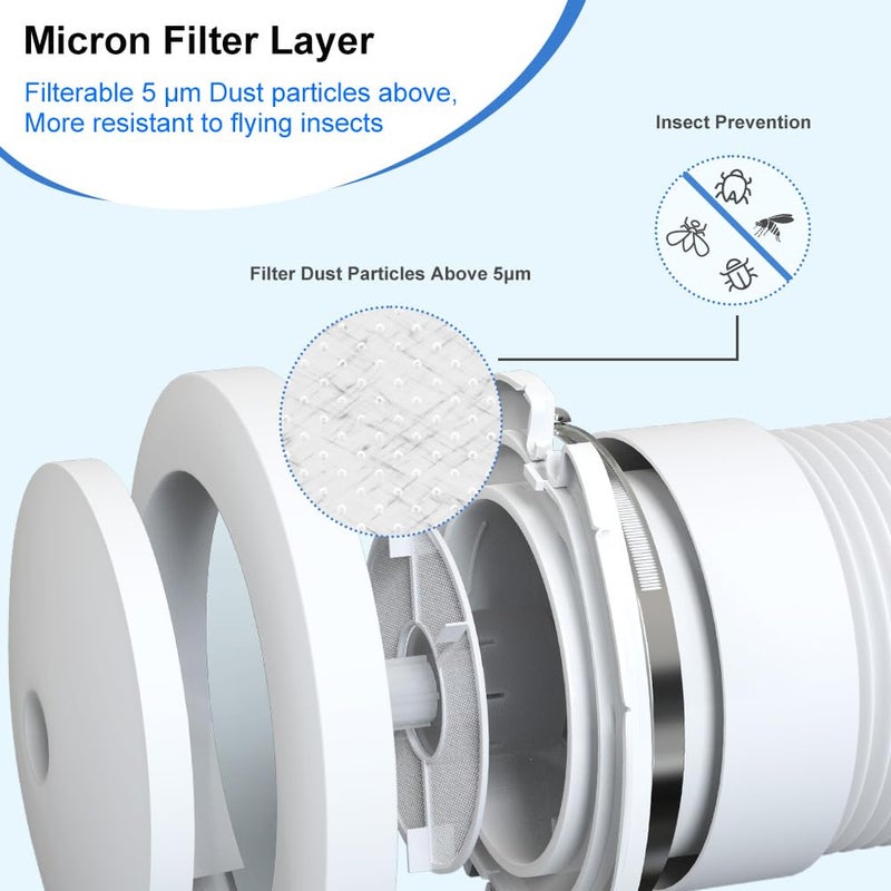 Weiworld Passive Air Vent 4inch Fresh Air Intake, Energy Efficient, Aluminium Telescopic Duct & Stainless Steel 304 Grille (No Motor) - Image 3