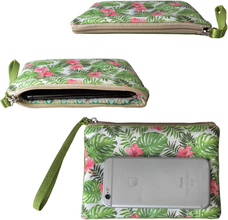 Rantanto Small Cute Cash Coin Purse, Canvas Change Purse, Kawaii Coin Pouch With Handle Christmas Gift For Women Teenager Girls (BG0012 Tropical Leaves) - Image 4