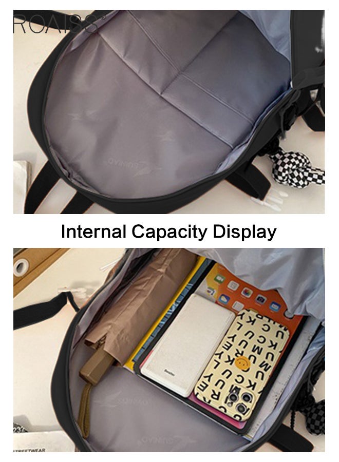 roaiss Unisex Backpack, Minimalist Multi-Compartment Student Backpack, Waterproof Nylon Zipper School Bag, College Student Laptop Backpack with Large Capacity for 15-inch Devices, Outdoor Sports Fashion - Image 4