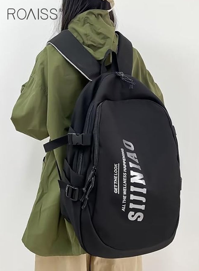 roaiss Unisex Backpack, Minimalist Multi-Compartment Student Backpack, Waterproof Nylon Zipper School Bag, College Student Laptop Backpack with Large Capacity for 15-inch Devices, Outdoor Sports Fashion - Image 3