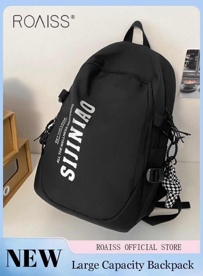 Unisex Backpack, Minimalist Multi-Compartment Student Backpack, Waterproof Nylon Zipper School Bag, College Student Laptop Backpack with Large Capacity for 15-inch Devices, Outdoor Sports Fashion