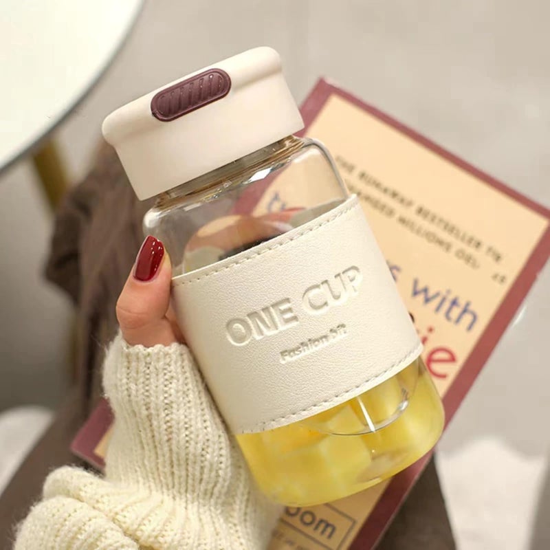 KitchAntique KitchAntique 300ML DoubleWall Glass Water Bottle Tea Water Separation Bottle with Stainless Steel Tea Infuser Perfect for Loose Tea Detox Fruit Water Travel Camping Gifting - Image 1