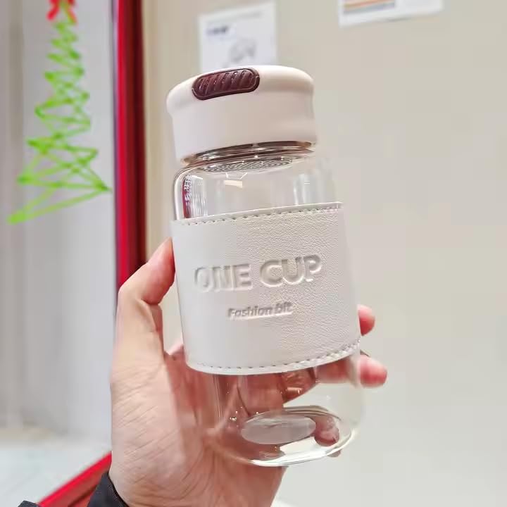 KitchAntique KitchAntique 300ML DoubleWall Glass Water Bottle Tea Water Separation Bottle with Stainless Steel Tea Infuser Perfect for Loose Tea Detox Fruit Water Travel Camping Gifting - Image 2