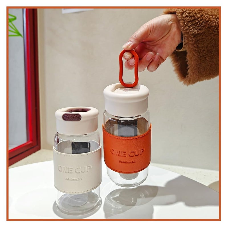 KitchAntique KitchAntique 300ML DoubleWall Glass Water Bottle Tea Water Separation Bottle with Stainless Steel Tea Infuser Perfect for Loose Tea Detox Fruit Water Travel Camping Gifting - Image 3