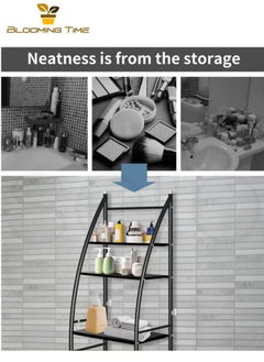 BLOOMING TIME 3-Tier Sailboat Storage Shelf, Bathroom Organizer Shelf for Laundry Room, Black  - Image 3