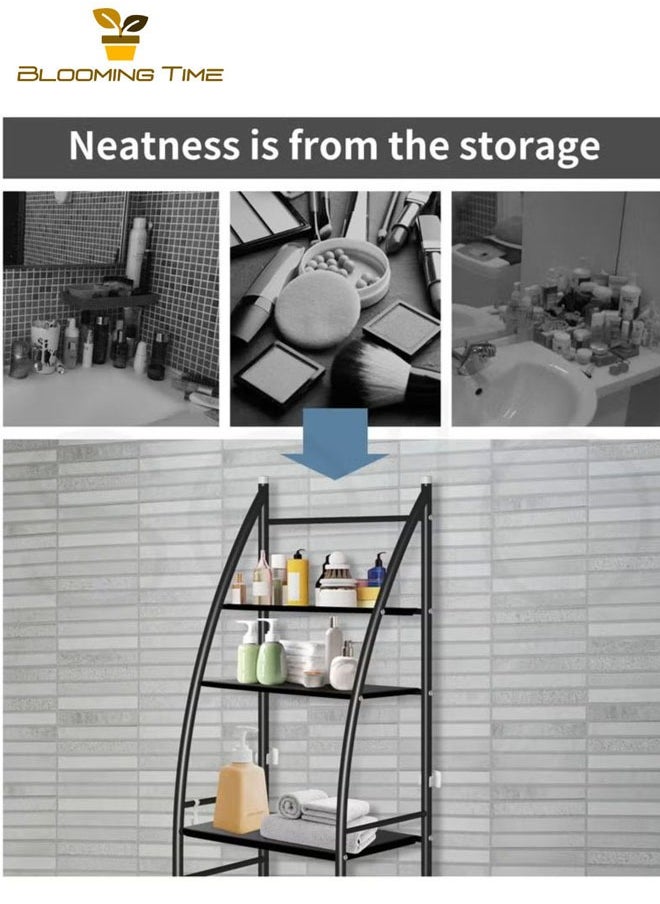 BLOOMING TIME 3-Tier Sailboat Storage Shelf, Bathroom Organizer Shelf for Laundry Room, Black  - Image 3