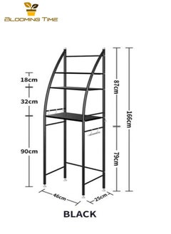 BLOOMING TIME 3-Tier Sailboat Storage Shelf, Bathroom Organizer Shelf for Laundry Room, Black  - Image 2