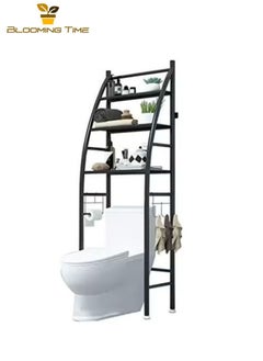 BLOOMING TIME 3-Tier Sailboat Storage Shelf, Bathroom Organizer Shelf for Laundry Room, Black  - Image 1