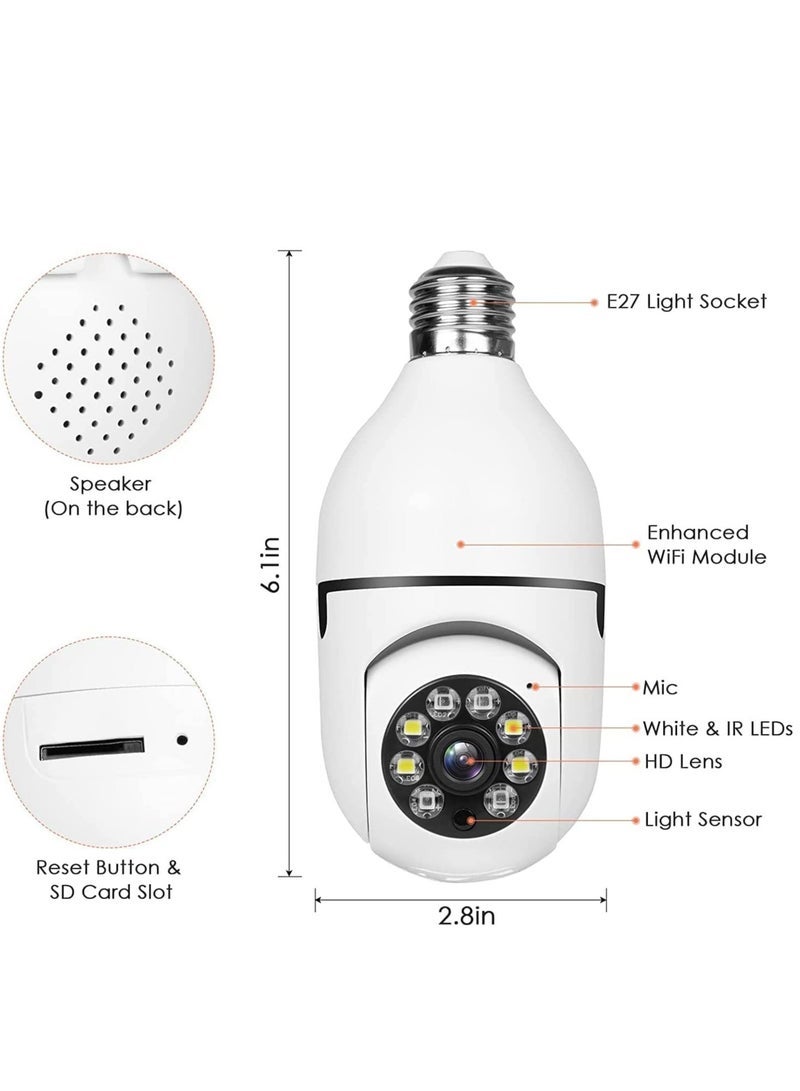 360 Degree Security Cameras Wireless Outdoor, 2.4GHz & 5G WiFi Light Bulb Camera, 1080p Wireless Cameras for Home Security, Indoor Security Camera System, Motion Detection, Two-Way Audio - Image 4