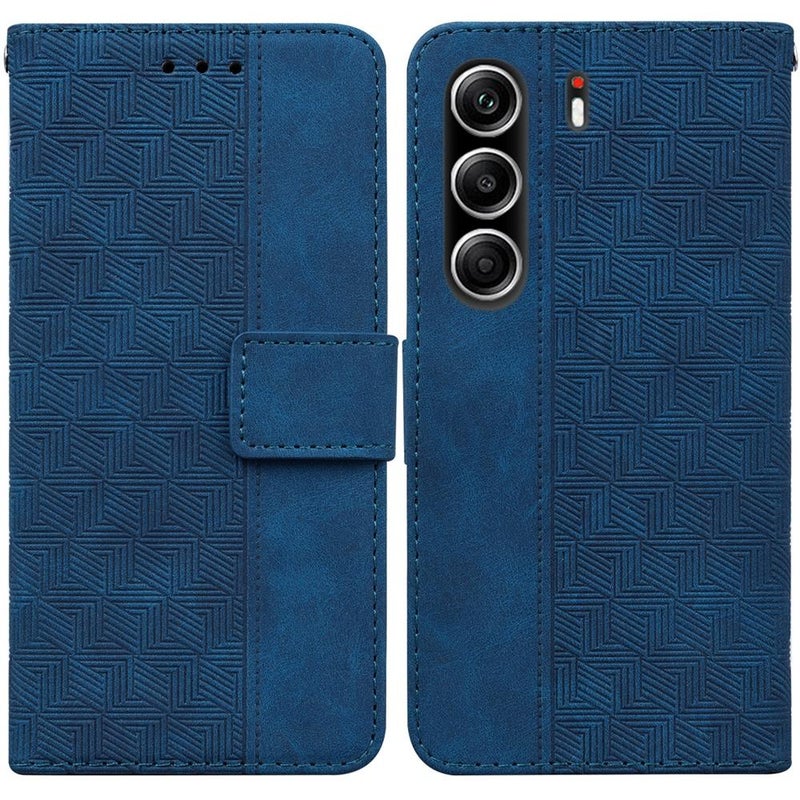 HuHa Case Cover For Tecno Camon 40 Pro 4G Geometric Embossed Leather Phone Case(Blue) - Image 1