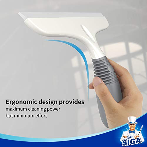 Mr Siga MR.SIGA Multi-Purpose Silicon Squeegee for Window, Glass, Shower Door, Car Windshield, Heavy Duty Window Scrubber, Includes Suction Hook, 10 inch, White & Gray, 2 Pack - Image 4