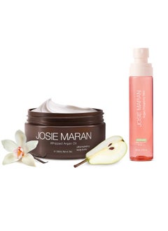 josie maran Josie Maran Argan Layering Kit - Whipped Argan Oil Body Butter Gift Set with Prosperity Body Mist - All Over Body Glow, Intense Hydration & Absorbs Quickly - Vanilla Pear (2 Piece Set)  - Image 1
